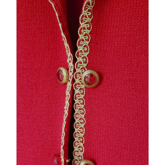 Vintage St. John Red Military Style Cardigan/Coat - Picture 5 of 11